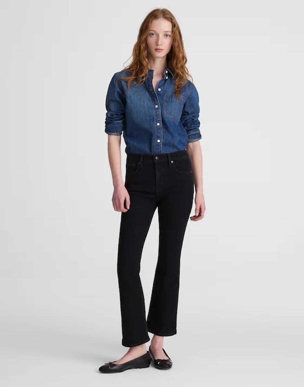 Madewell The Tall Flare Crop Jean in Super Stretch Denim Black Frost US 29T NWT